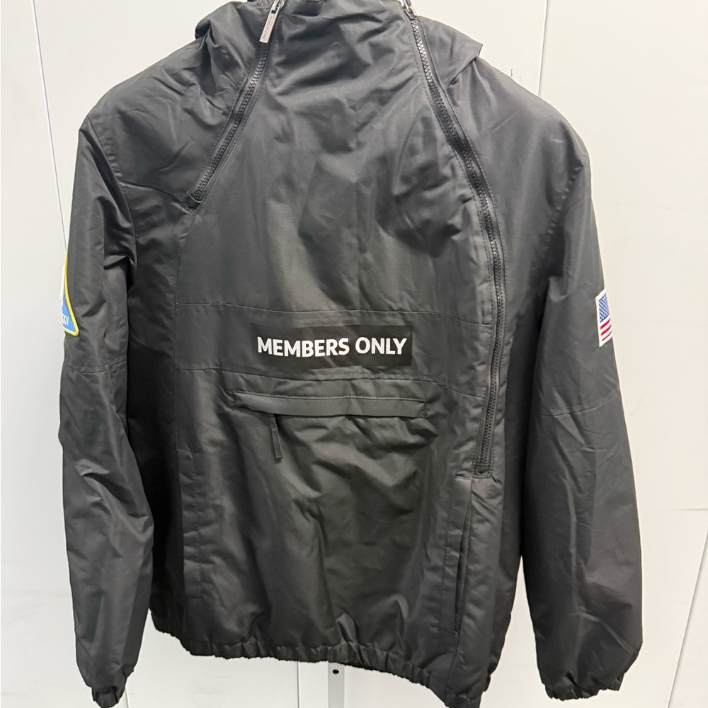 Members Only Black Jacket with Sleeve Patches
